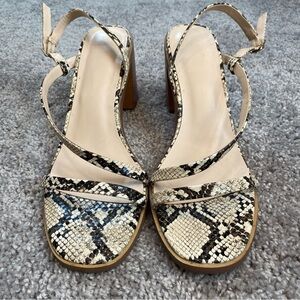 Halston Snake Print Healed Sandals
